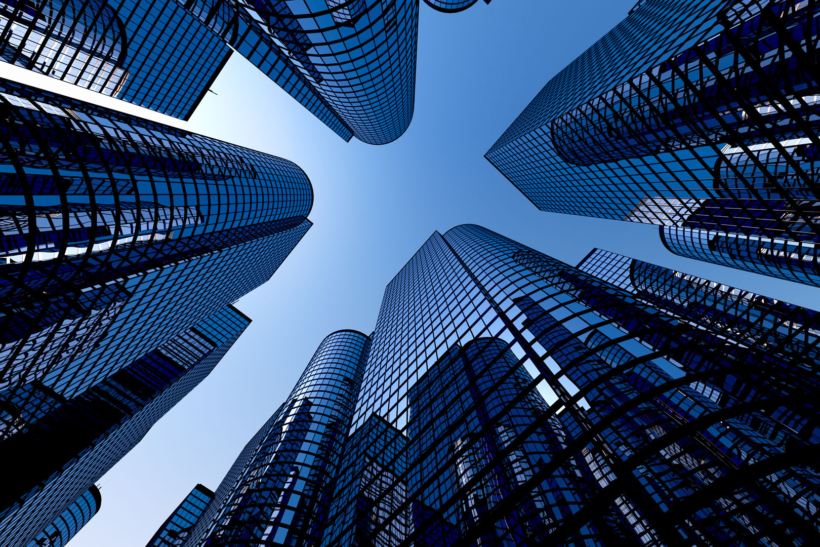Commercial towers viewed from below