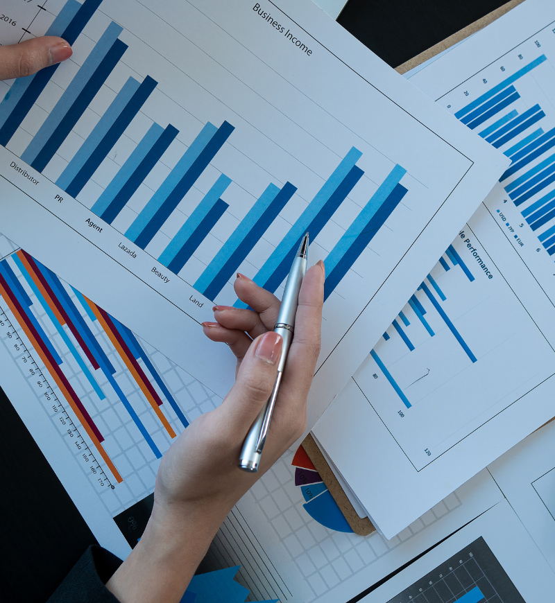 Charts and spreadsheets used to determine business valuation